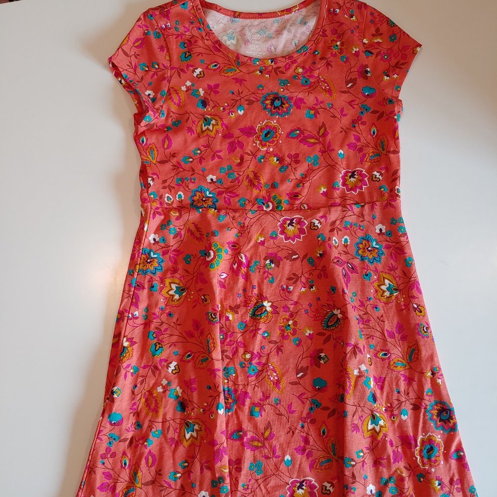 Wonder Nation | Coral Floral Print Fit And Flare Knit Dress | L | Casual